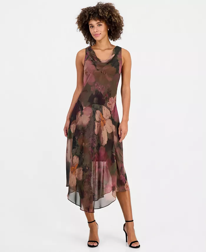 Women's Cowlneck Sleeveless Midi Dress