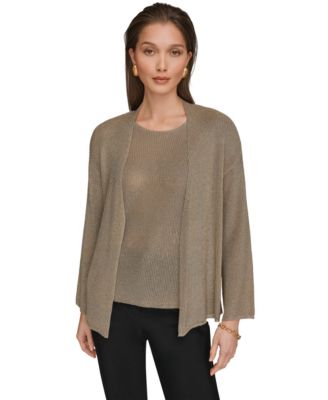 Women's Metallic V-Neck Long-Sleeve Cardigan
