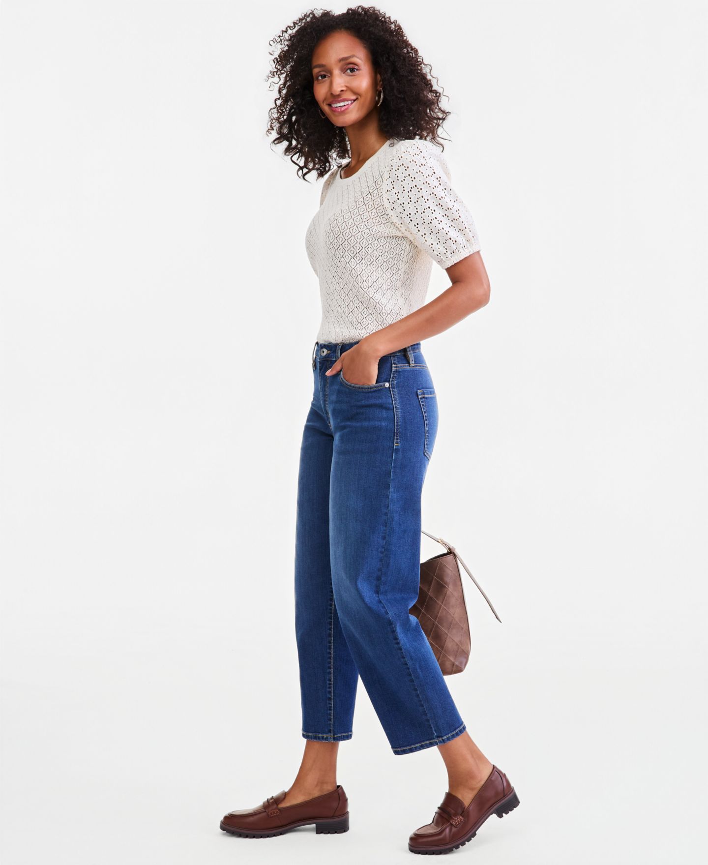 Женские джинсы Style & Co Petite High-Rise Barrel Cotton-Blend, цвет: Варёный — фото 3