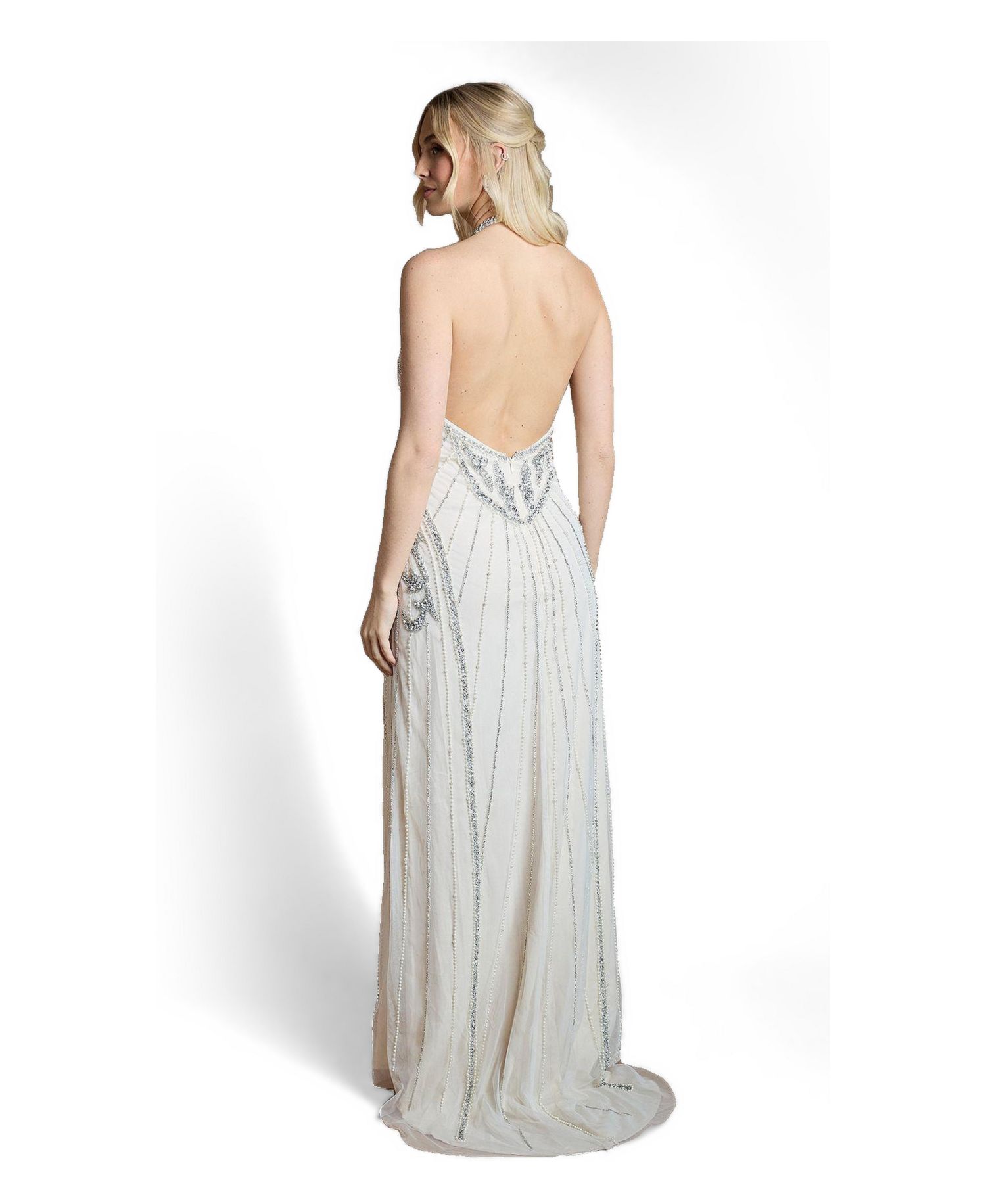 Women's Embellished Halterneck Maxi Dress