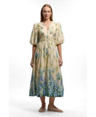 karen millen a line dress Karen Millen Petite Contrast Wave Knit A-Line Knitted Strappy Dress in Light Blue