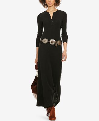 dress ralph lauren henley waffle knit maxi polo dresses