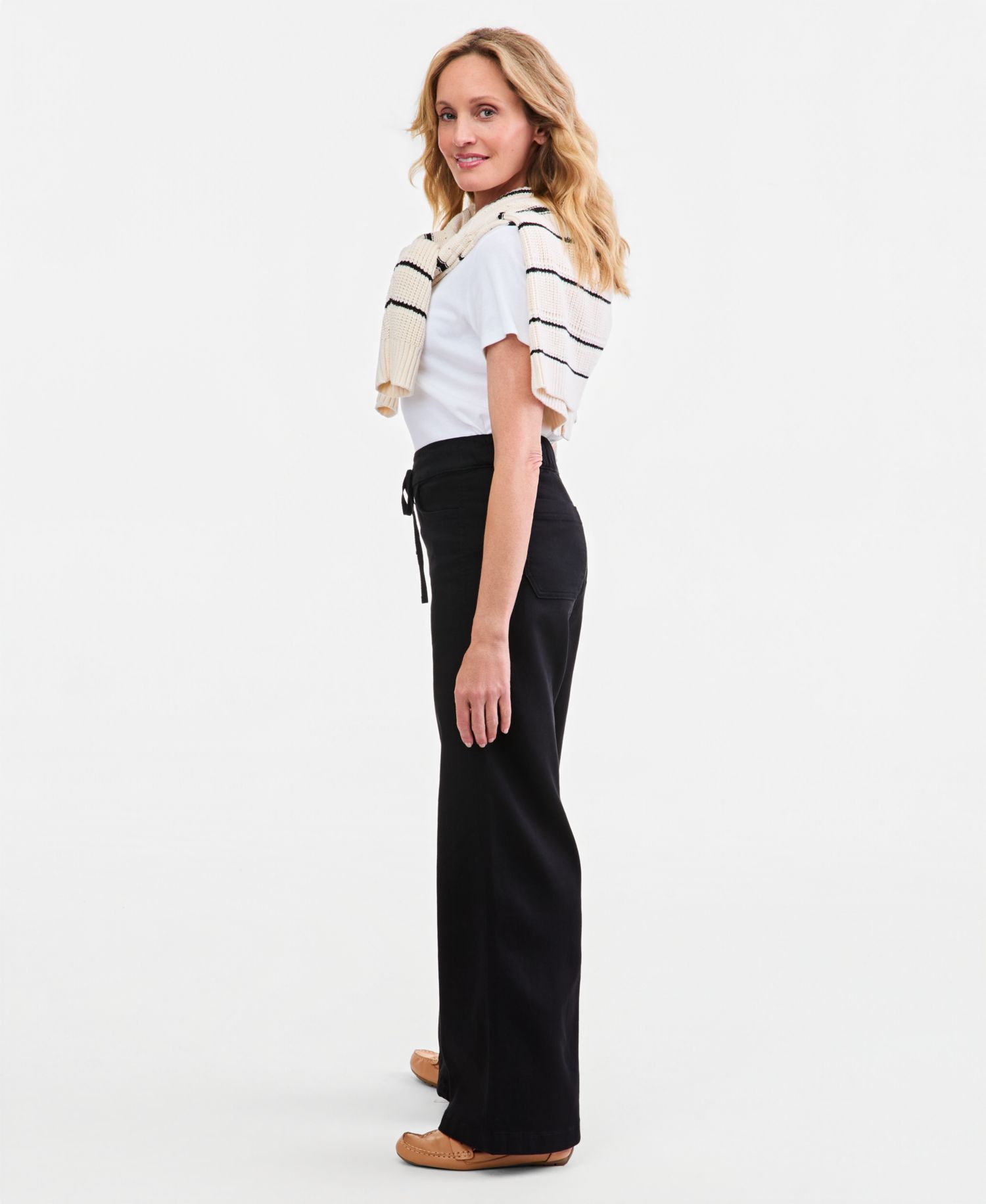 Petite High-Rise Wide-Leg Knit Jeans