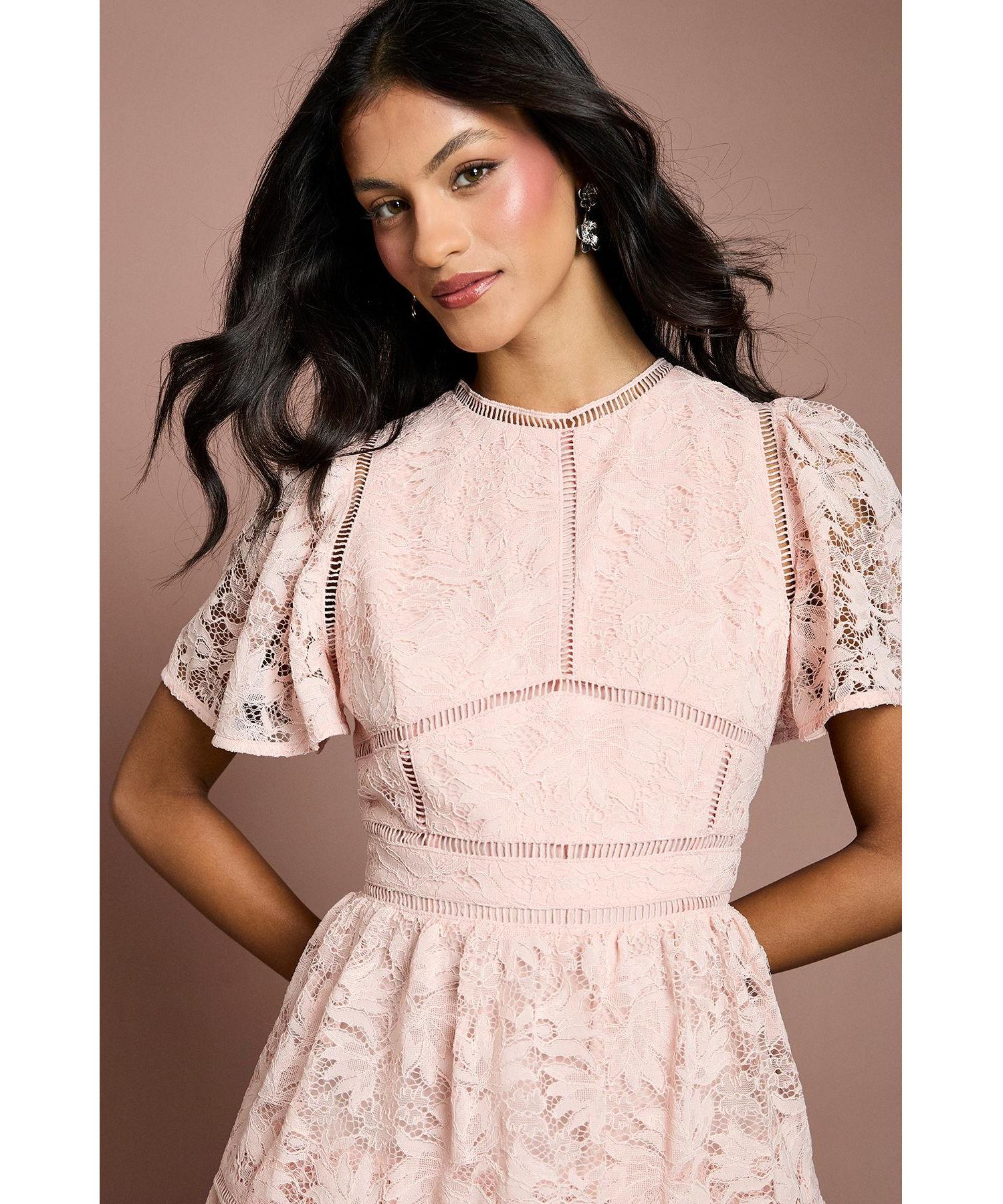 Women's Flutter Sleeve Tiered Midi Dress