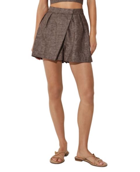 Женские шорты REISS Serena Linen Co-Ord, цвет: Серо-коричневый коричневый