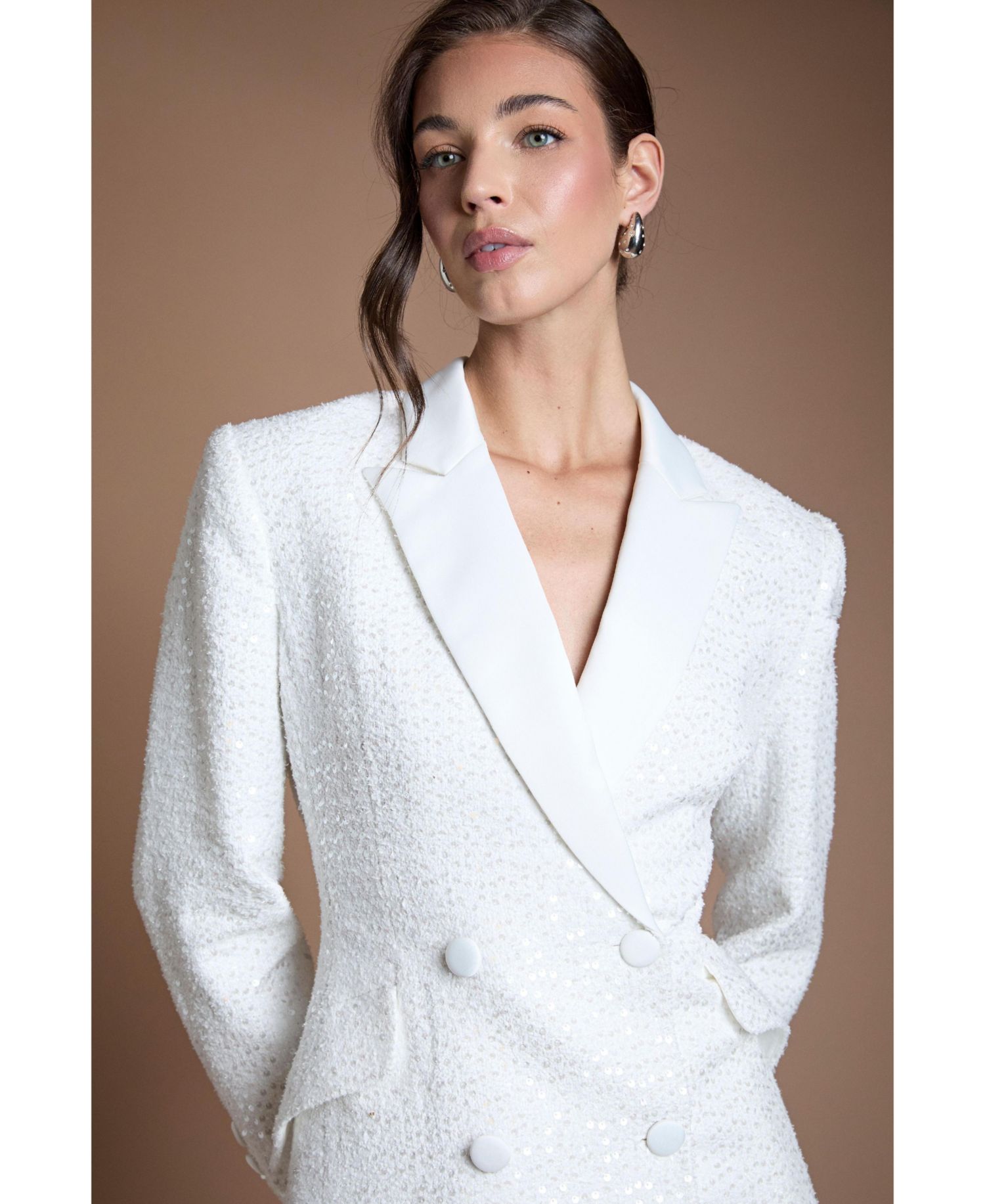 Women's Bridal Collared Neck Blazer Dress