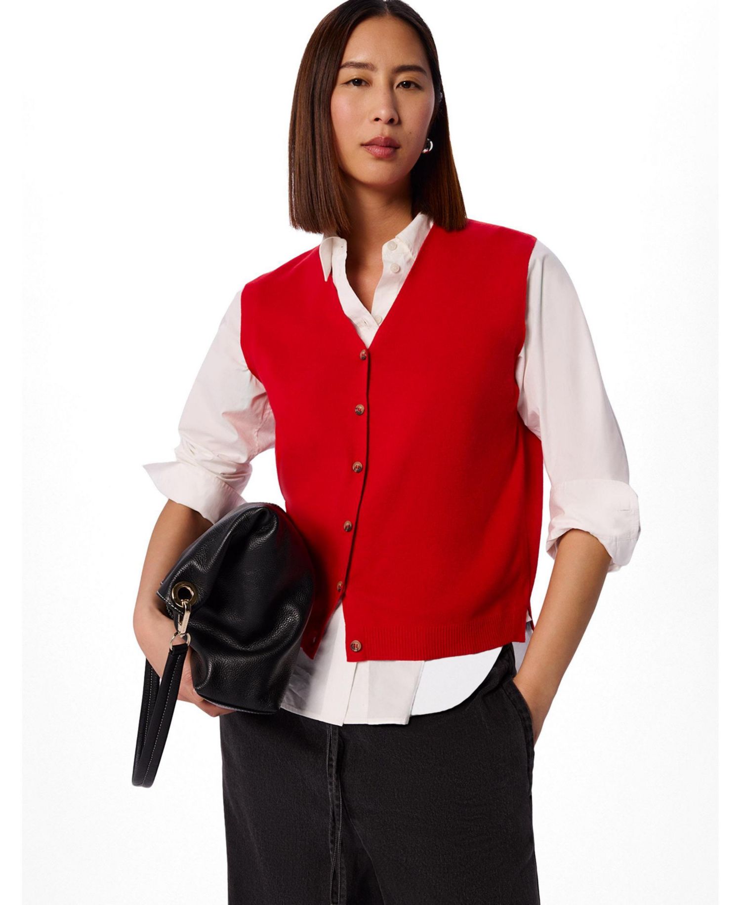 Women's V-Neck Button Front Knit Tank