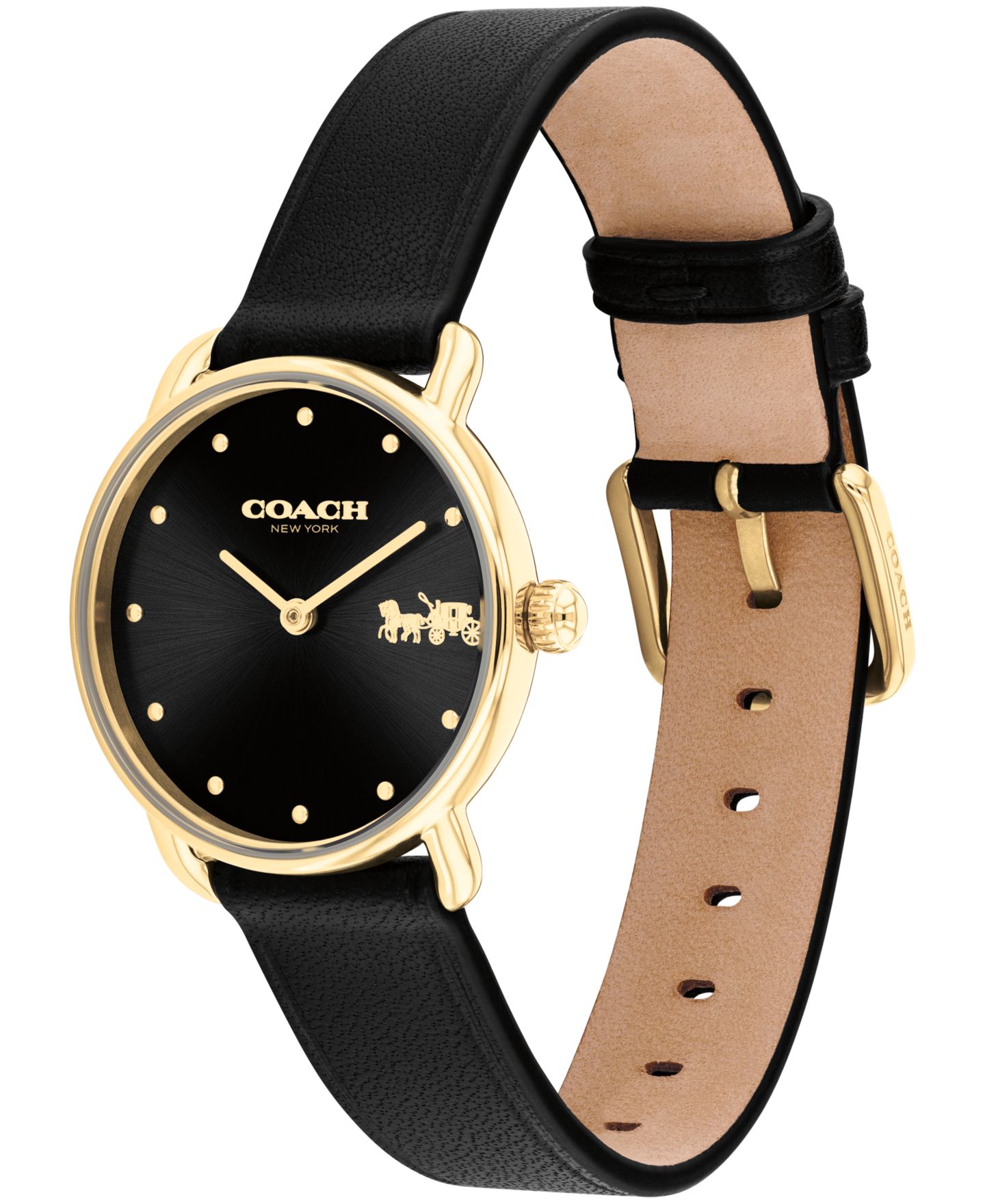Женские часы COACH Elliot Black Leather Strap Watch 28mm — фото 3