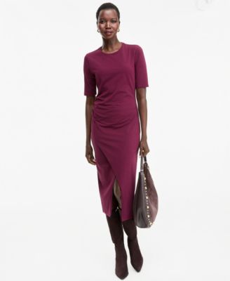 I.N.C. Women's Front-Slit Short-Sleeve Midi Dress