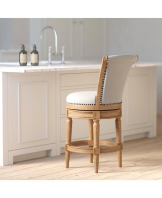 1 Piece 26 Inch Wood Bar-Height Swivel Barstool with High-Back