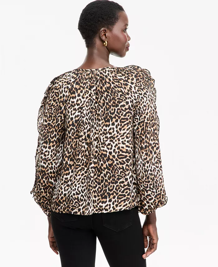 Women's Long-Sleeve V-Neck Ruffle Blouse - thumbnail 5