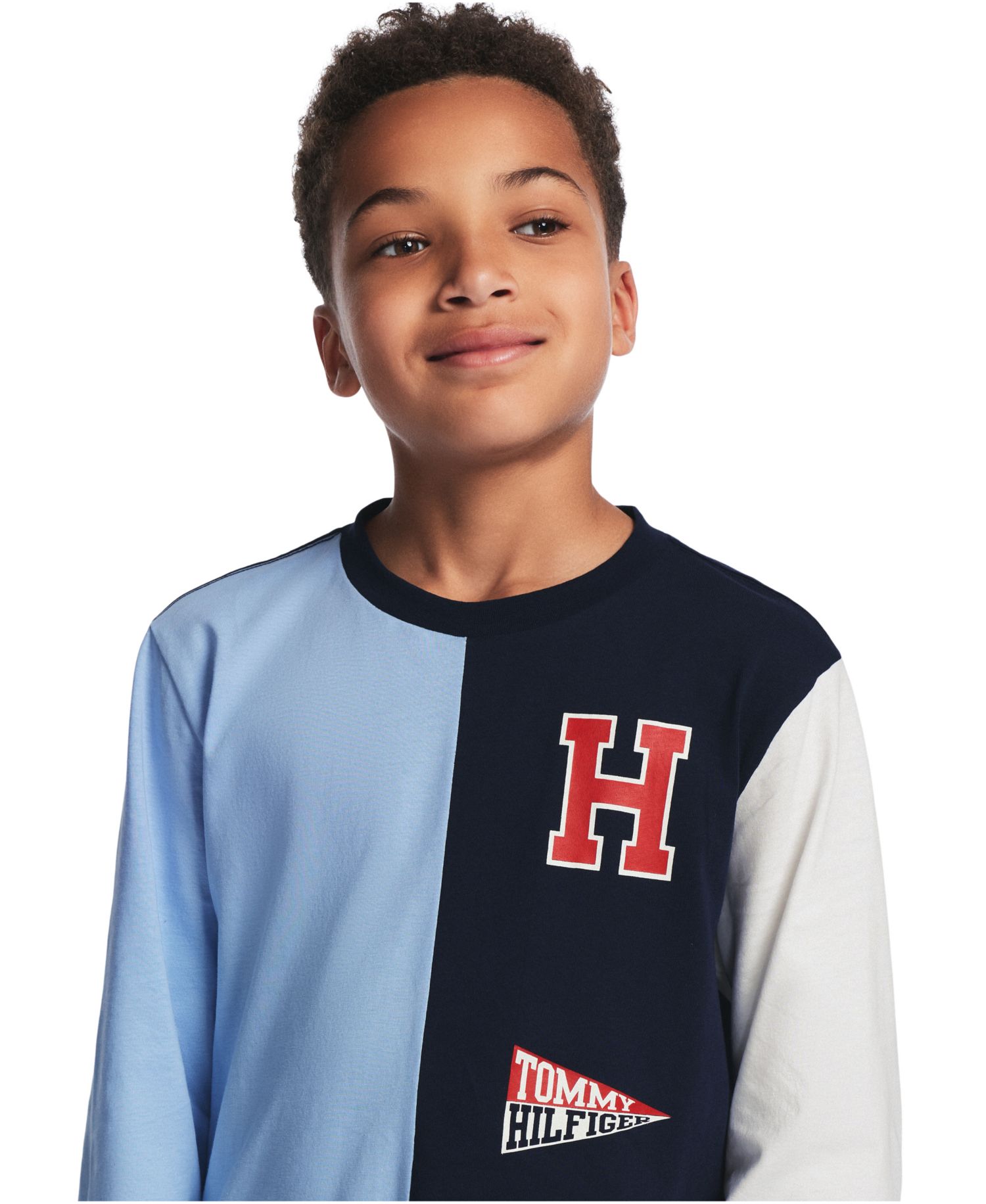 Boys' 8-20 Color-Block Logo Long-Sleeve T-Shirt