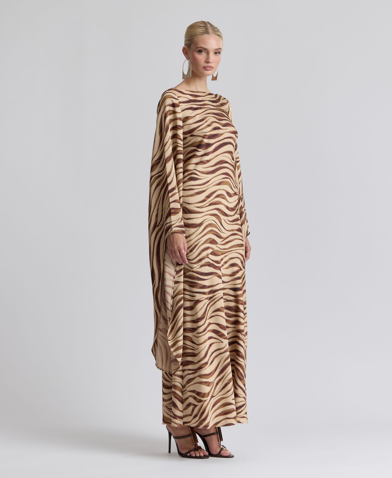 Women's Boat Neck Satin Gown Dress