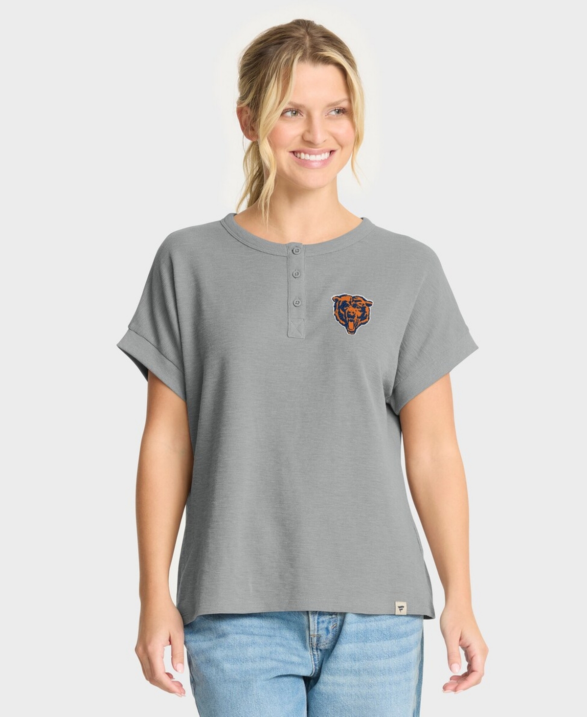 Fanatics Women's Heather Gray Chicago Bears Oversized Hometown Premium Henley Shirt