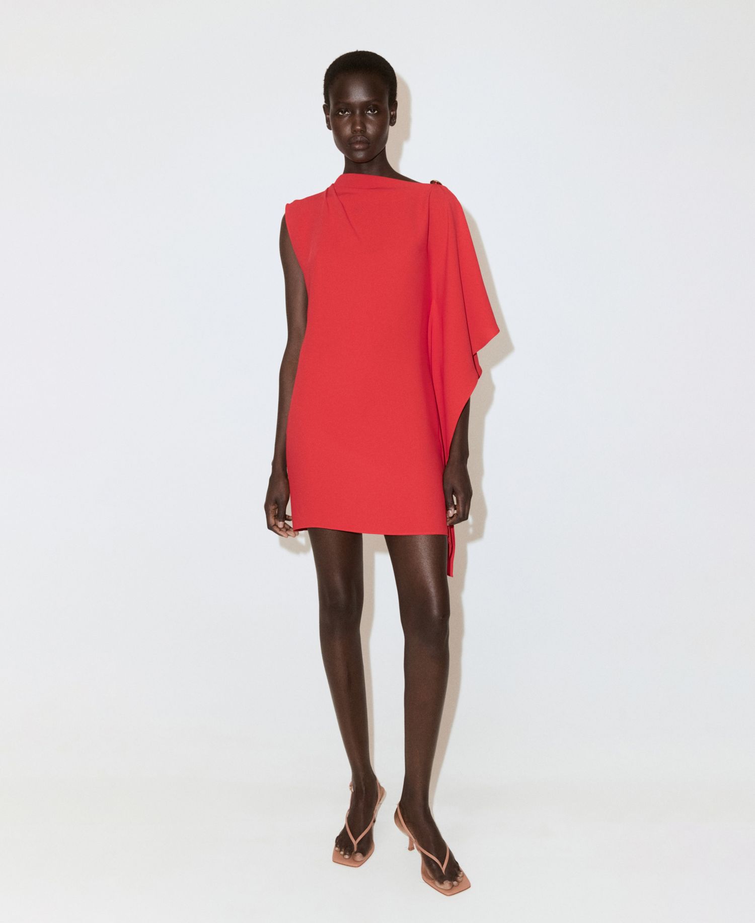 Women's Asymmetrical Neck And Metallic Detail Dress