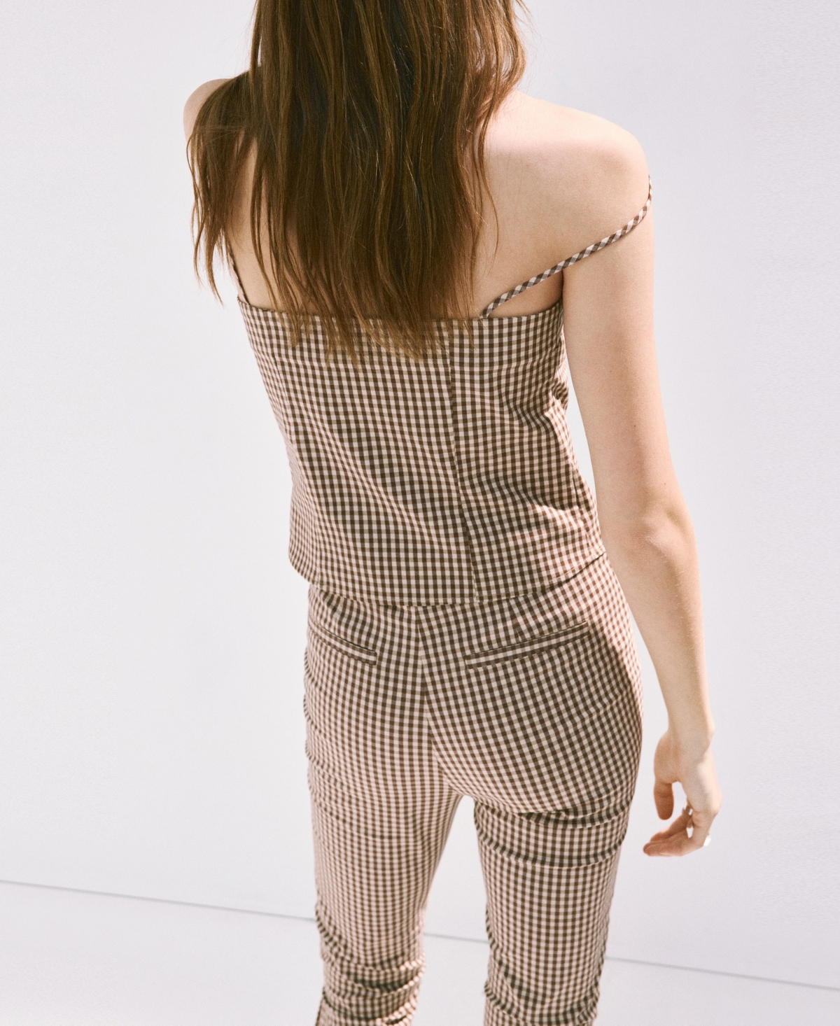 Mango Women's Gingham Check Button Top
