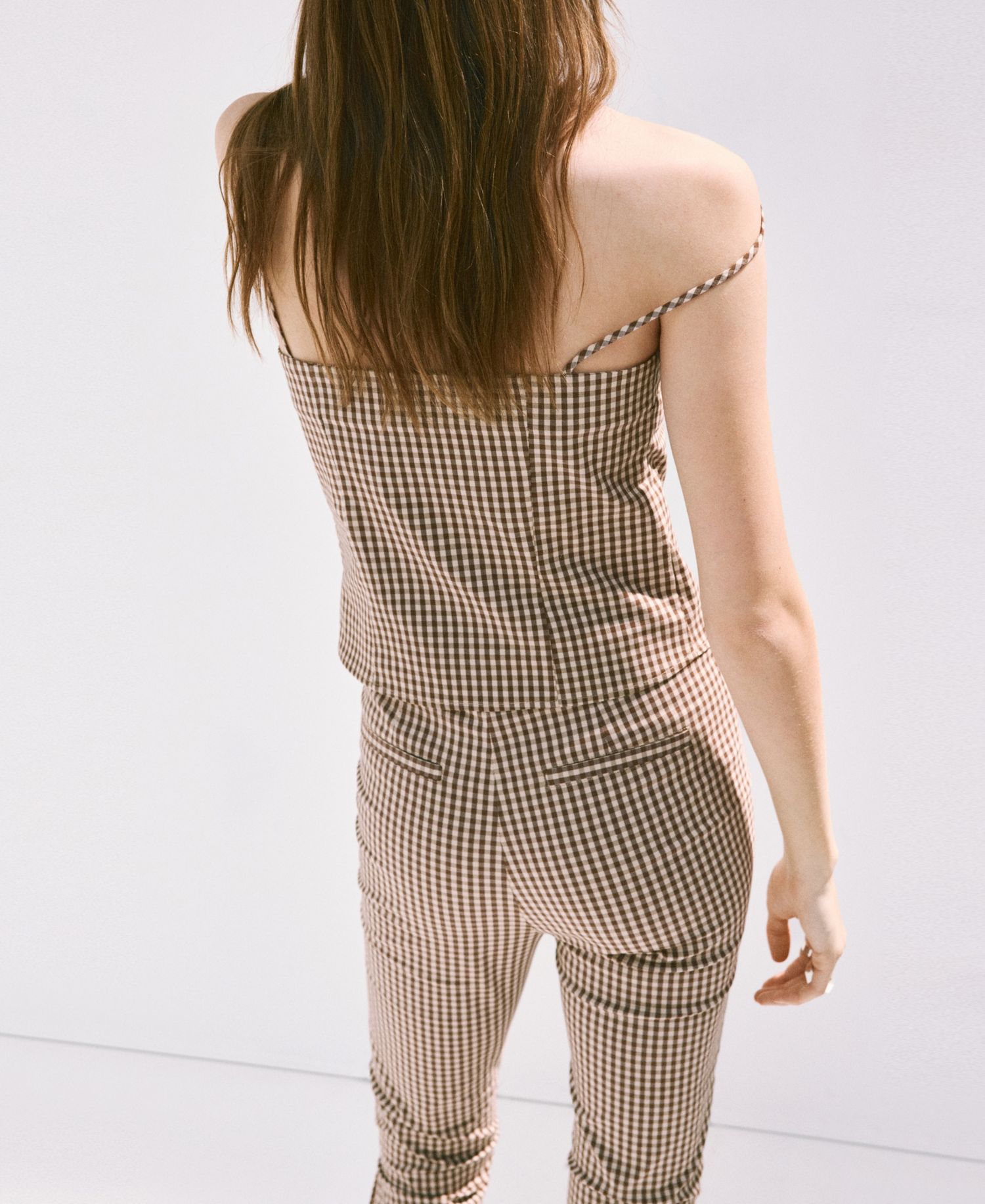 Women's Gingham Check Button Top