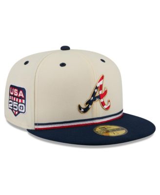 Men's Cream/Blue Atlanta Braves USA 250 Fourth of July 59FIFTY Fitted Hat