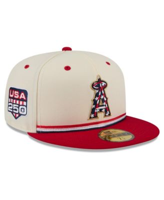 Men's Cream/Red Los Angeles Angels USA 250 Fourth of July 59FIFTY Fitted Hat