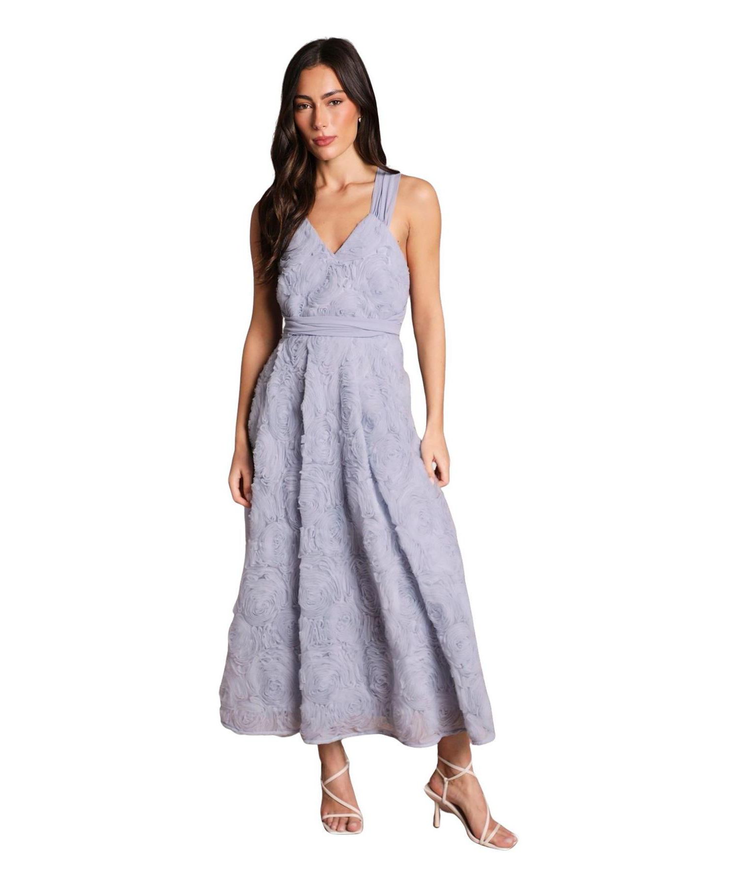 Women's Embroidered Tie Back Maxi Dress