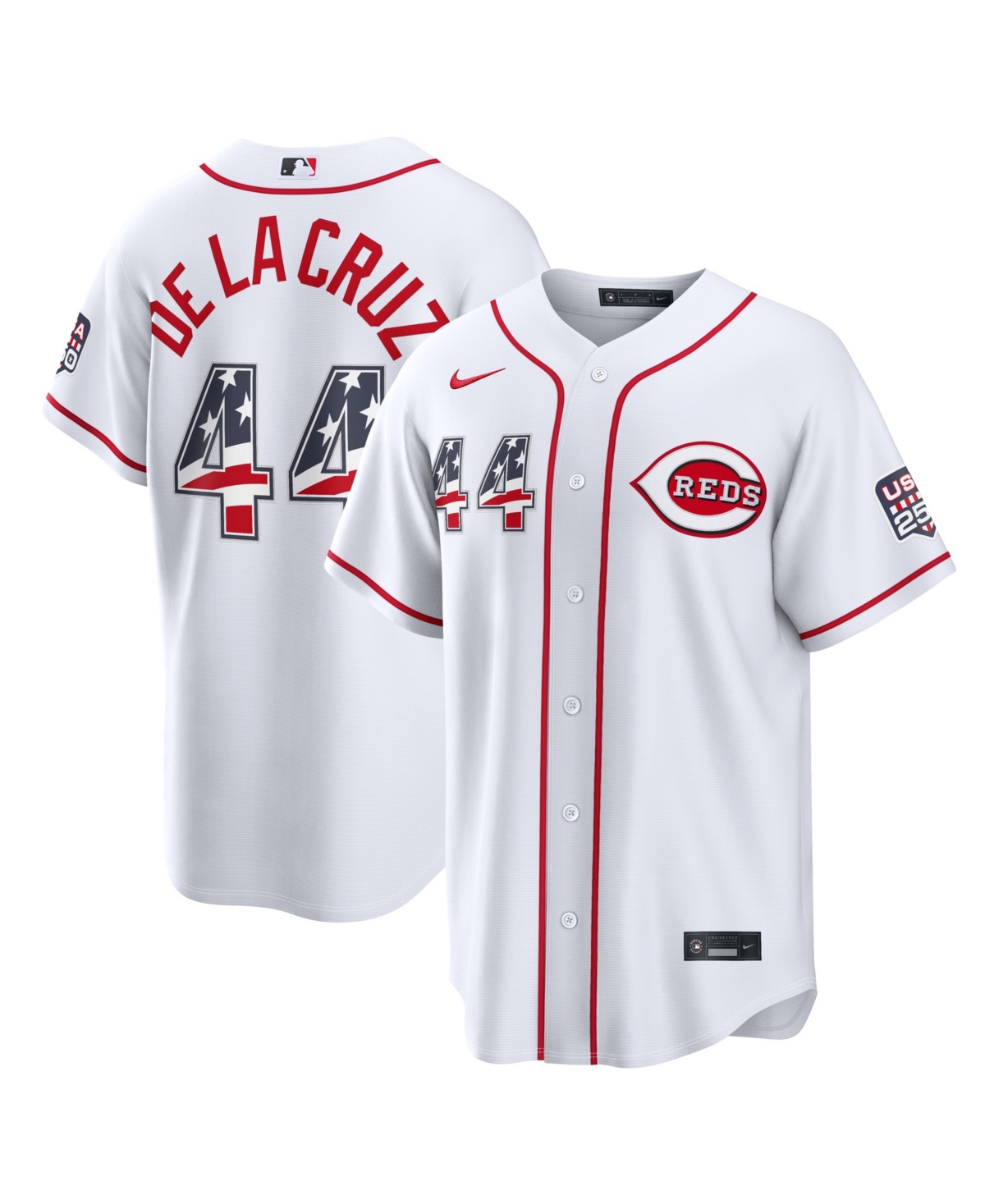 Nike Men's Elly De La Cruz White Cincinnati Reds Usa 250 Fourth of July Stadium Jersey