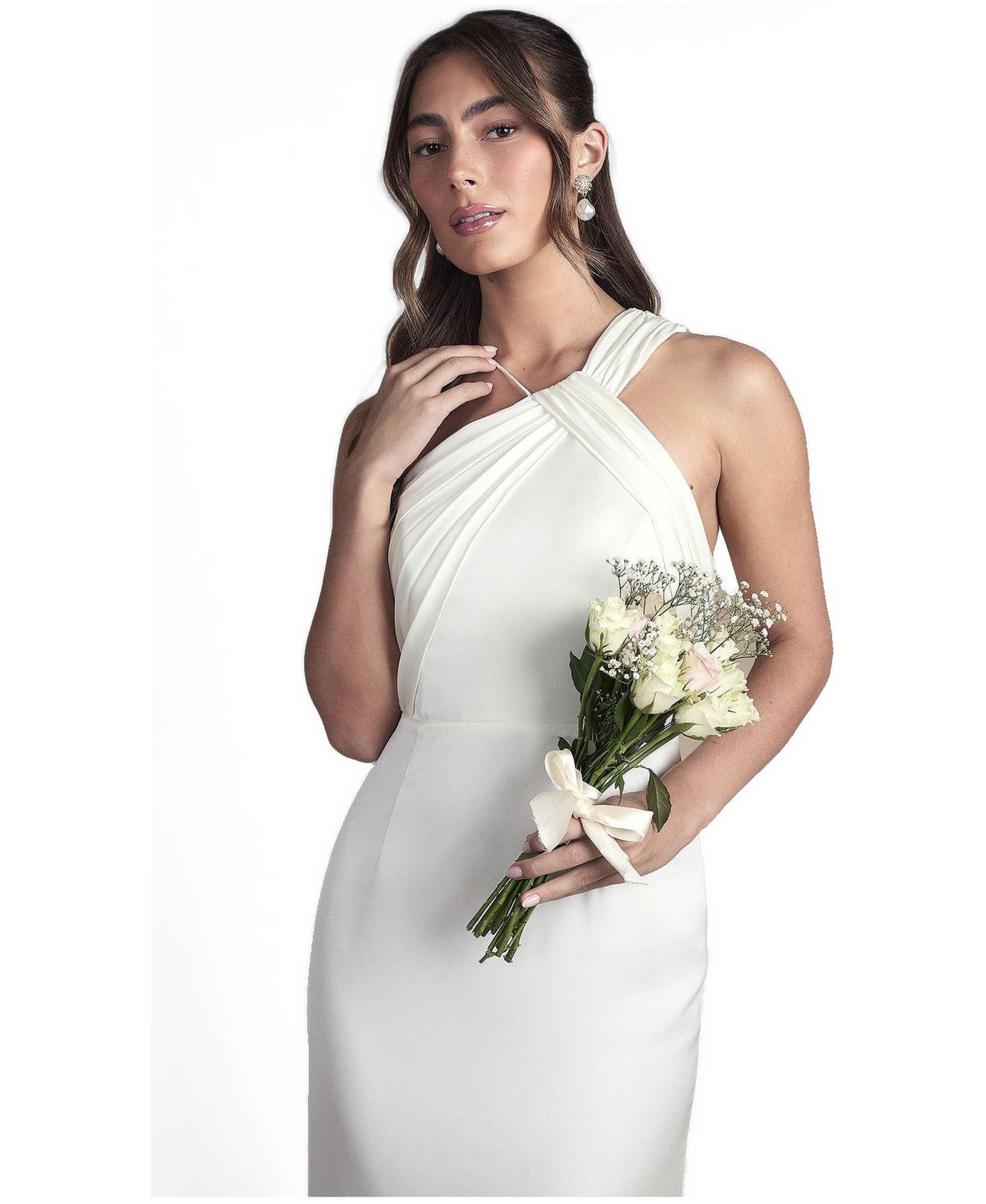 Women's Satin Halter Neck Fishtail Dress