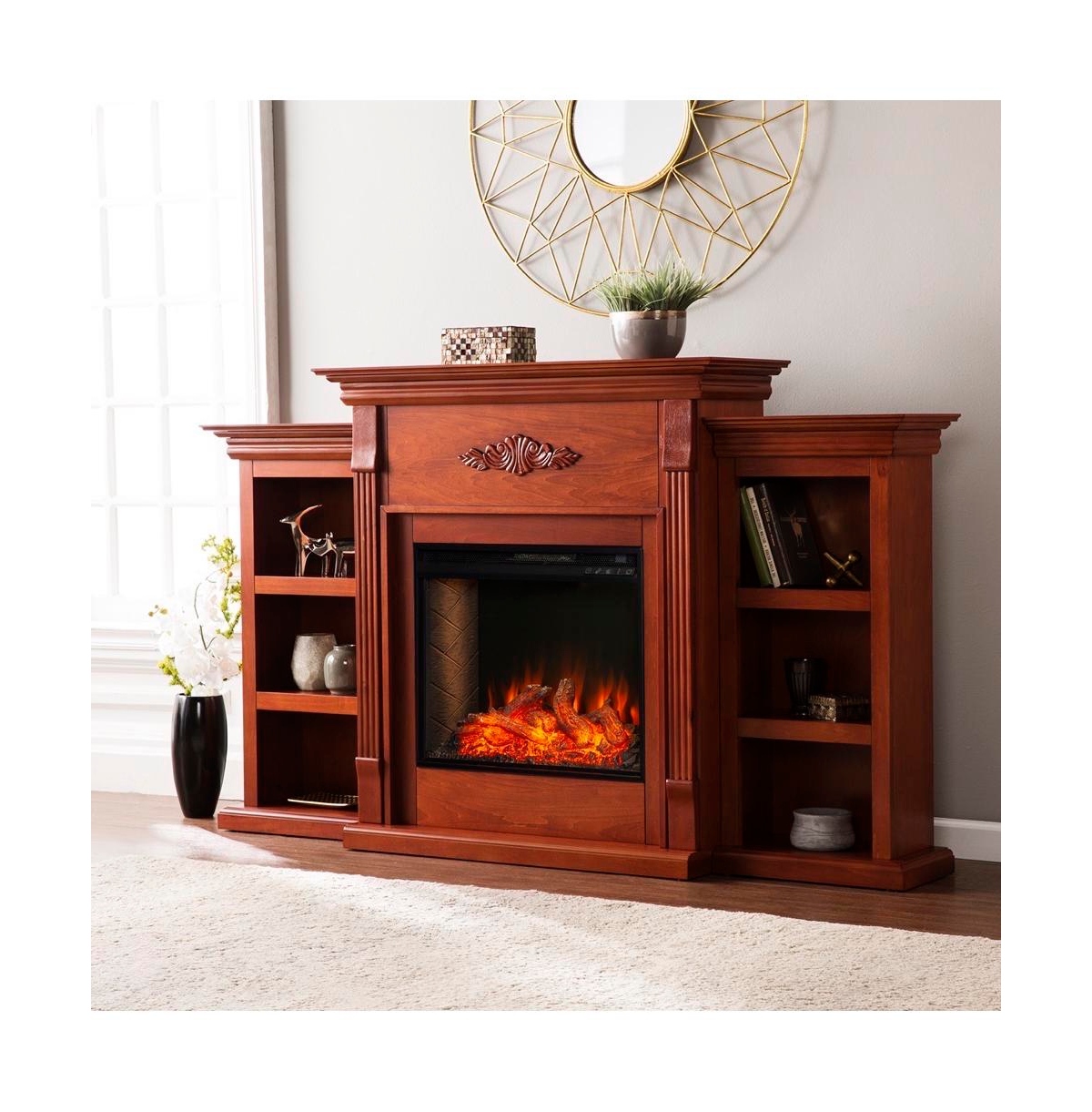 Augusta Home Tennyson Criss-Cross Electric Bookcase Fireplace