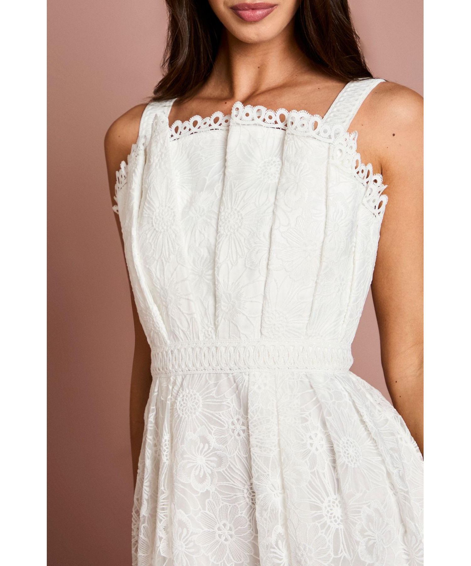 Women's Embroidered Lace Midi Dress
