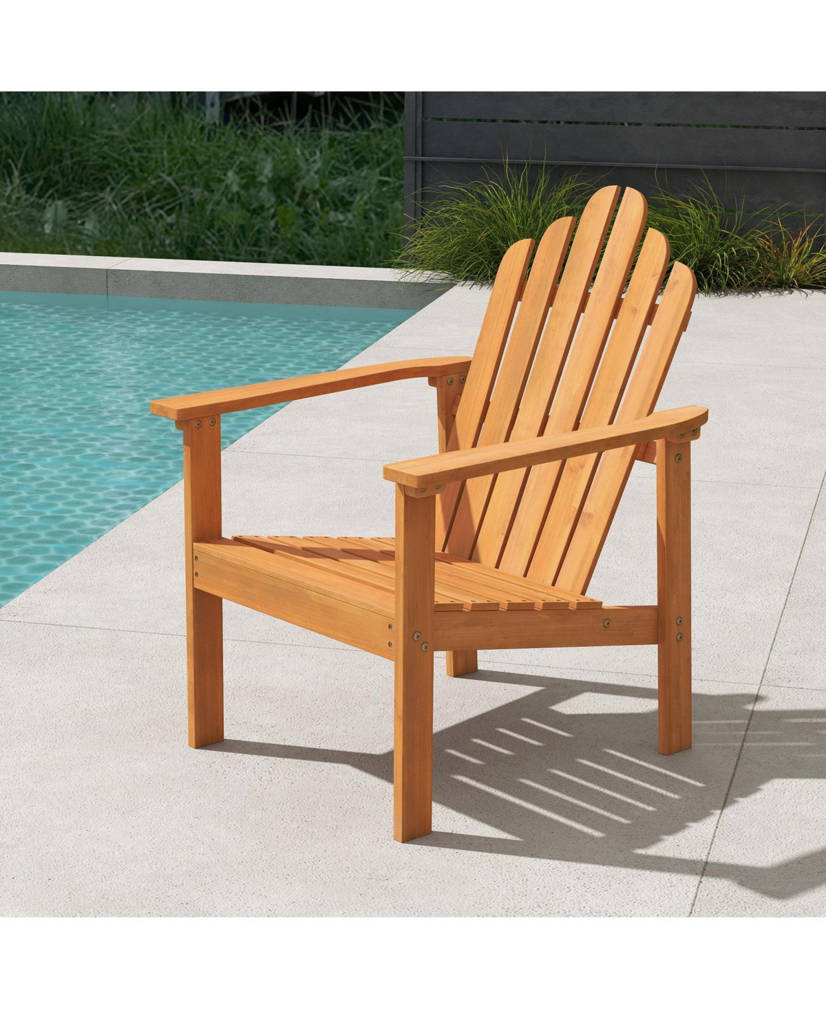 Gymax Stackable Adirondack Chair Acacia Wood Outdoor Chair With Slatted Backrest and Seat