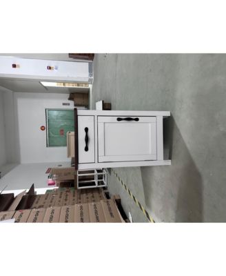Farmhouse End Table with Charging Station, Narrow Side Table for Living Room, Sofa Side Table with Drawer and Storage Cabinet, Small Nightstand