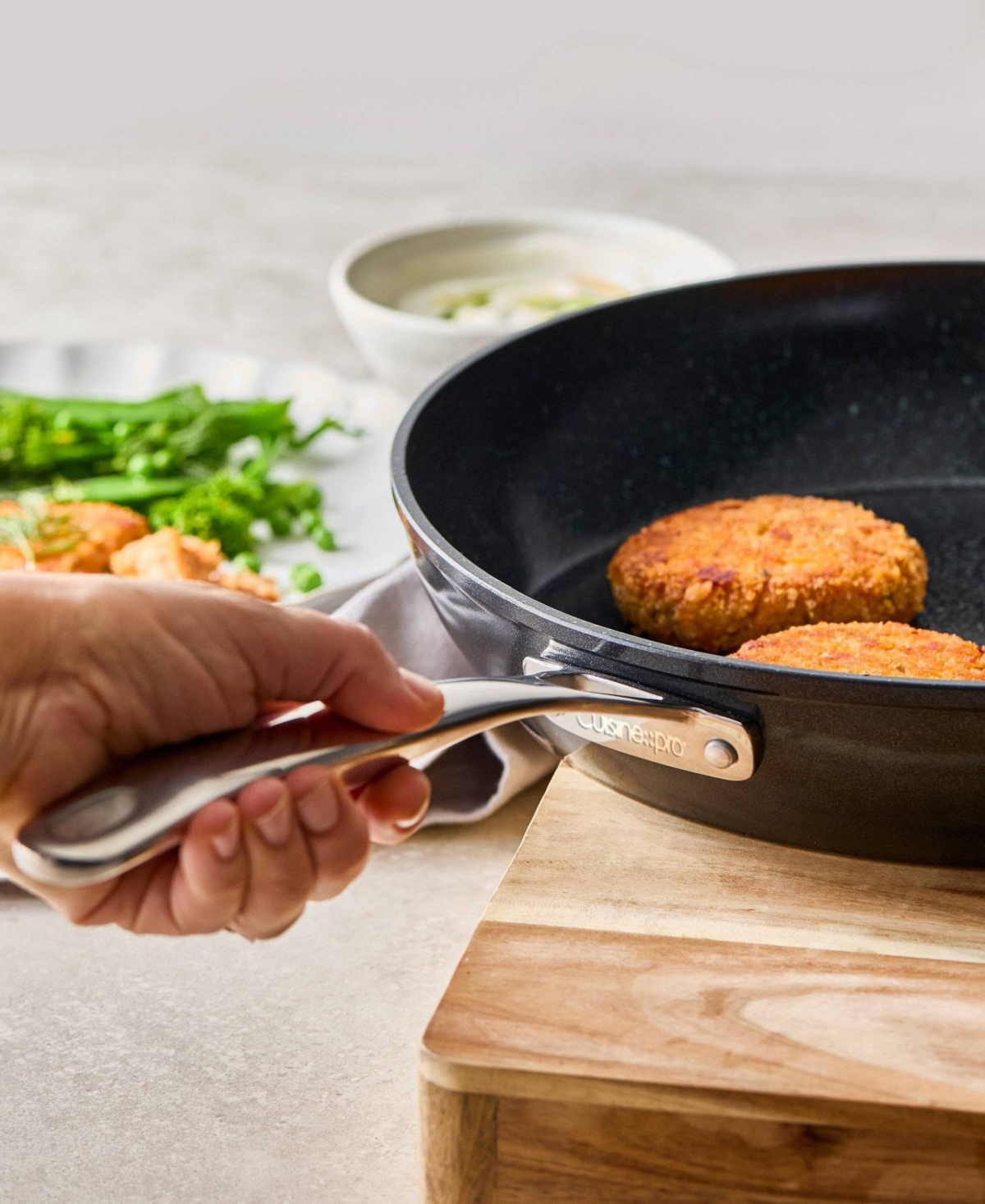 Cuisine::pro Green Stone Aluminum 12.5" Frypan with Helper Handle