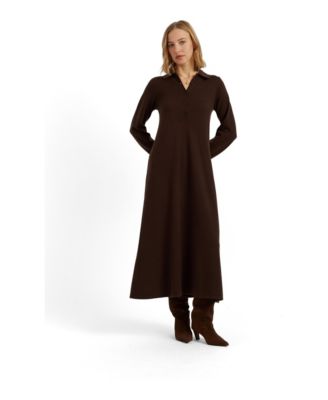 Women's Wool-Cashmere A-Line Polo Dress