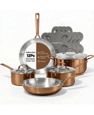 12-Piece Tri-Ply Stainless Steel Cookware Set