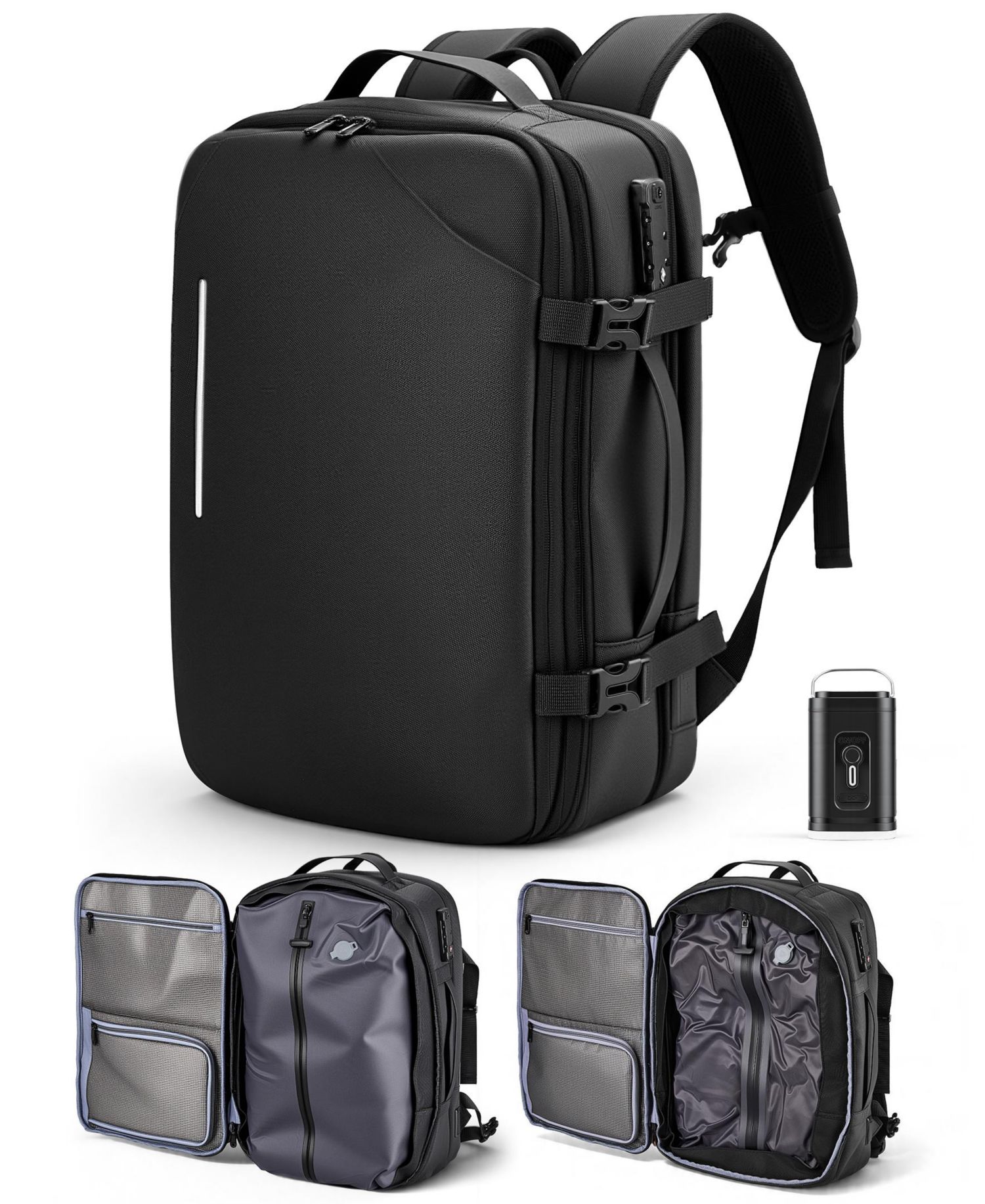 Expandable Travel Backpack with USB Charging Port, 20 to 30 Liters Carry On Backpack with Laptop Compartment, Water-Resistant Business Backpack