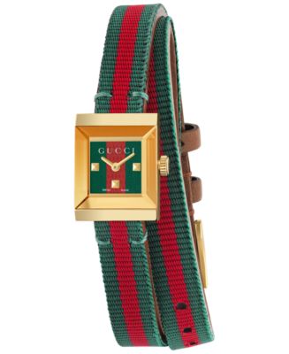 Gucci Women's Swiss G Frame Green-Red-Green Web Double Wrap Nylon Strap ...