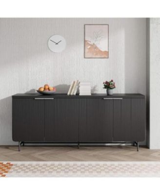 Fluted File Cabinet Multifunctional Storage Sideboard with Adjustable Shelves