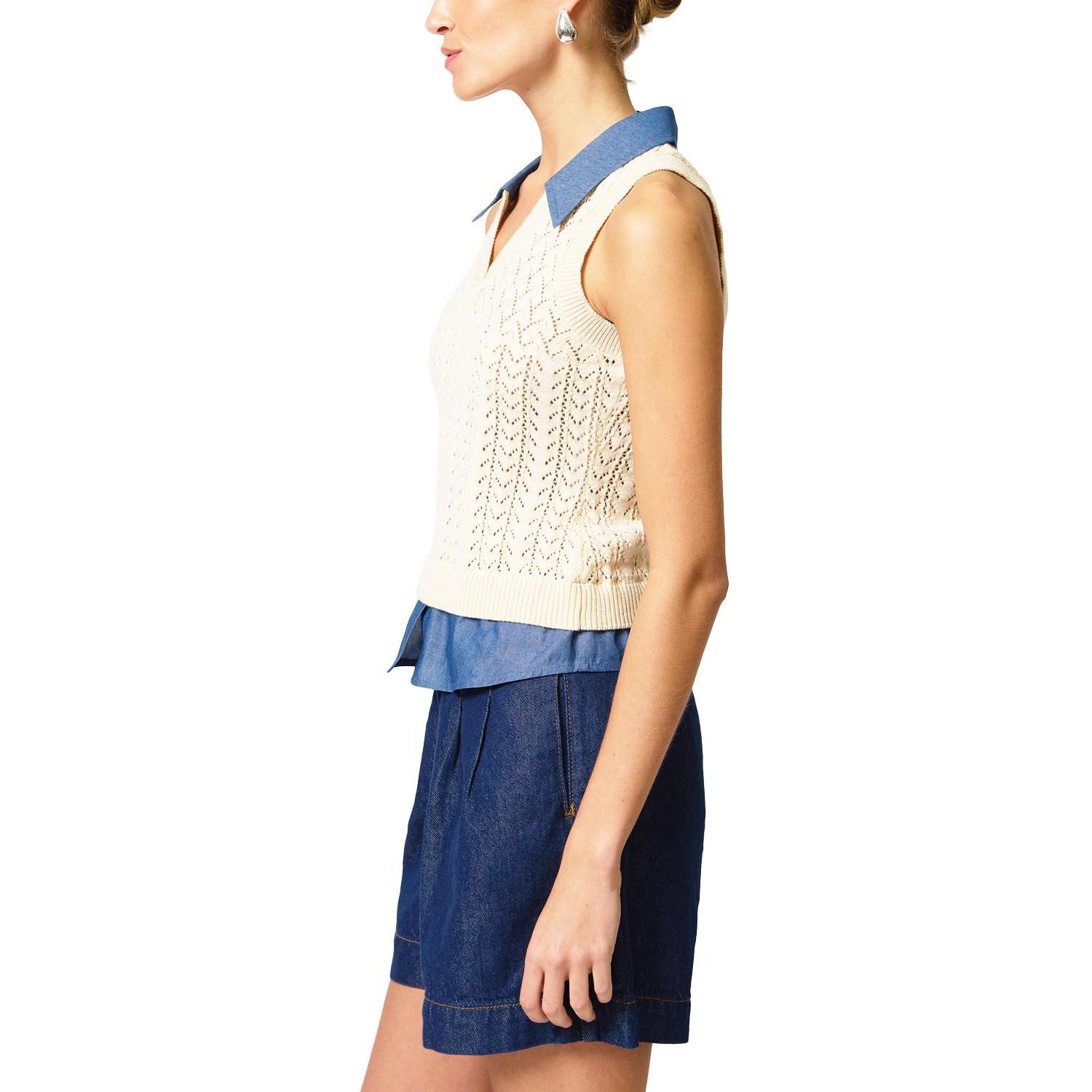 Women's Hazel Pointelle Stitch Halter Twofer