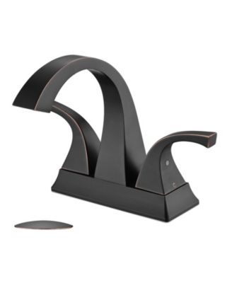 4 Inch Two Handle Centerset Bathroom Sink Faucet with Pop-Up Drain for Bathroom, Oil Rubbed Bronze
