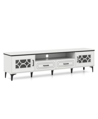 Farmhouse TV Stand for TVs up to 80 Inch with 2 Storage Drawers