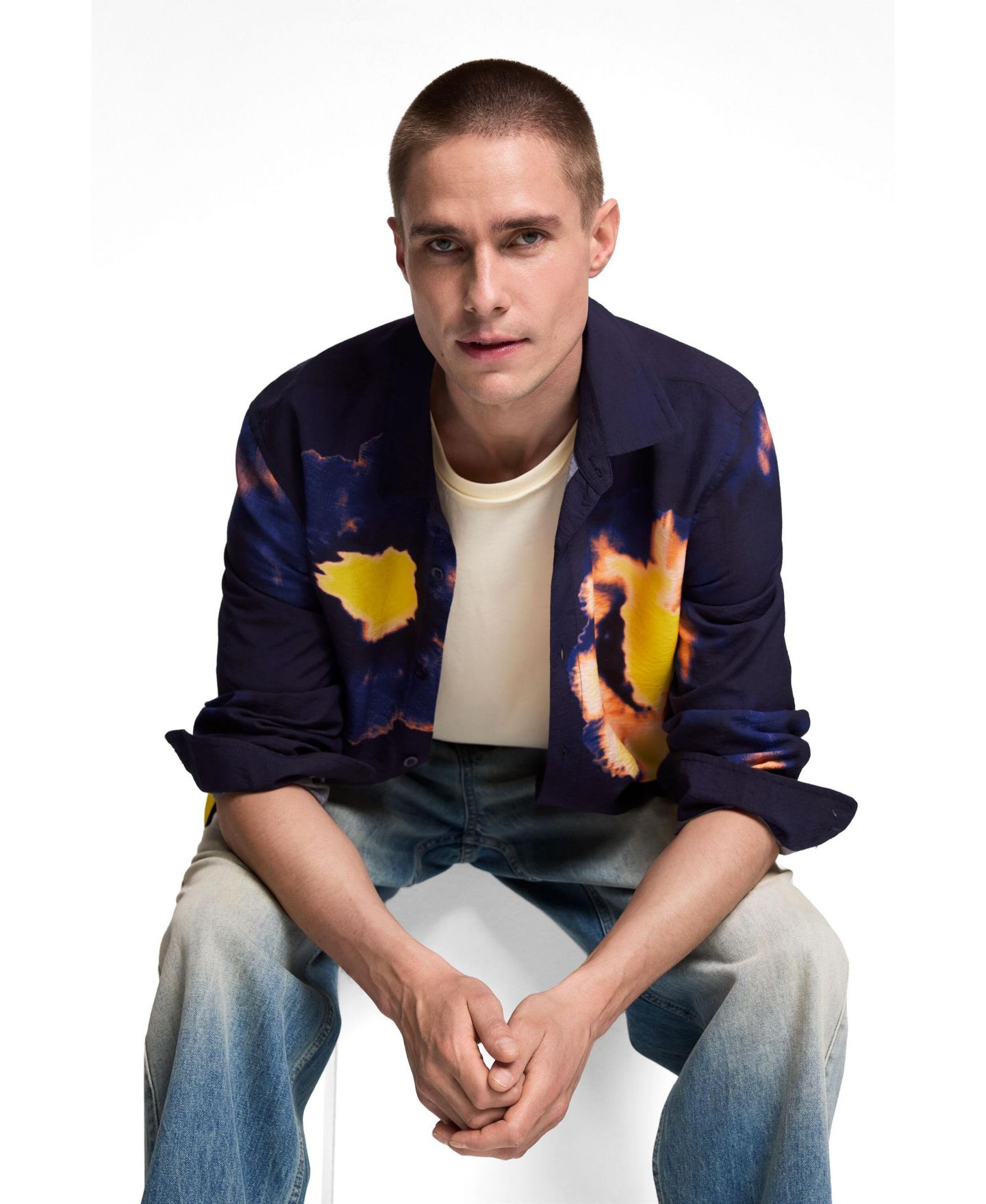Мужская рубашка Desigual Long-sleeved floral, цвет: Чёрный — фото 3