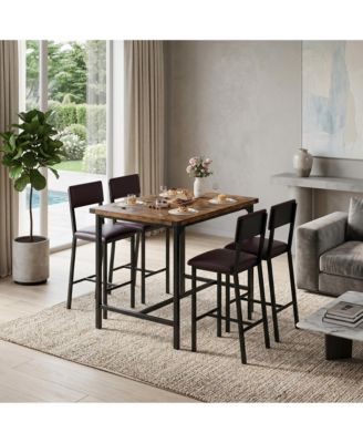 Piece Bar Height Dining Table Set with 4 Stools and Metal Frame for Kitchen Dining Room