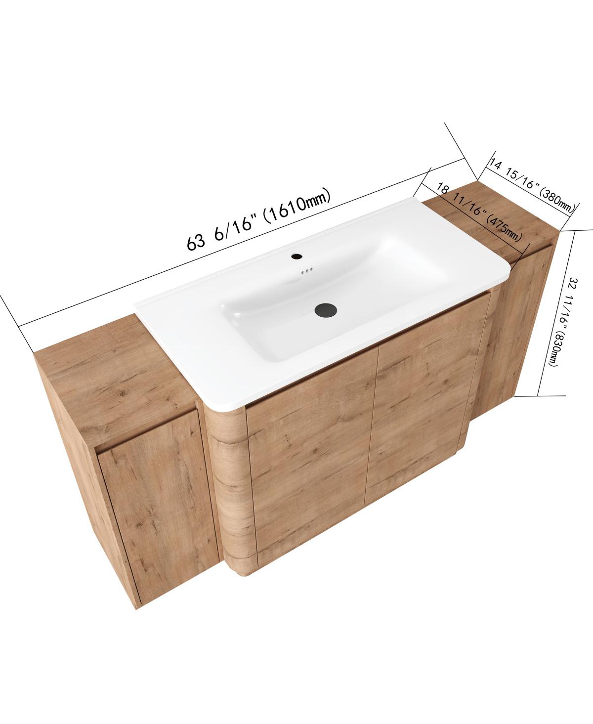 Sillysis Modern Bathroom Vanity with Ceramic Sink, Freestanding Storage Cabinet, Soft Close Doors