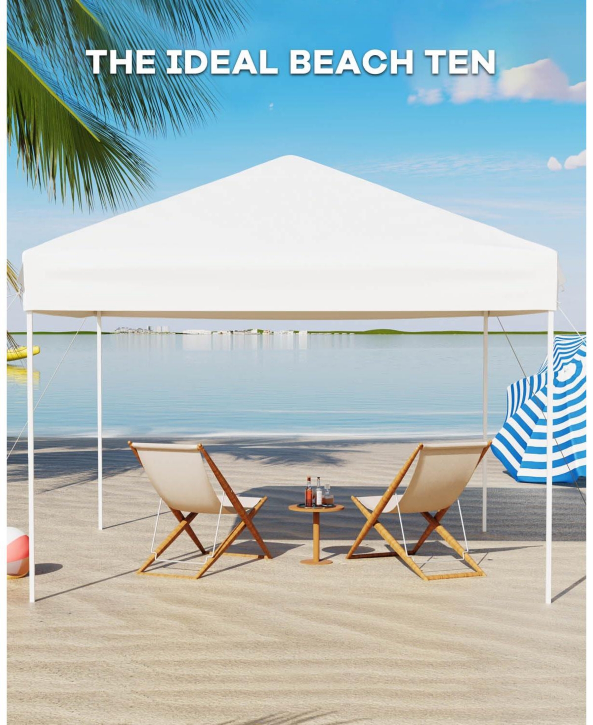homfan Heavy Duty Pop Up Canopy Tent One-Button Easy Setup, Adjustable Height, Uv Protection, Sidewall, Roller Bag, 4 Weight Bags