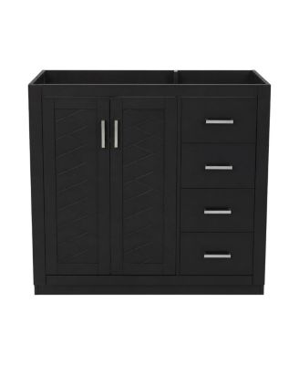 Modern Freestanding Bathroom Vanity without Top, Solid Wood Frame, 3 Drawers Storage, Soft Close Doors