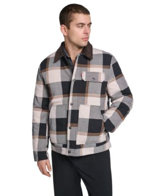 Men's Plaid Cord Details Shirt Jacket