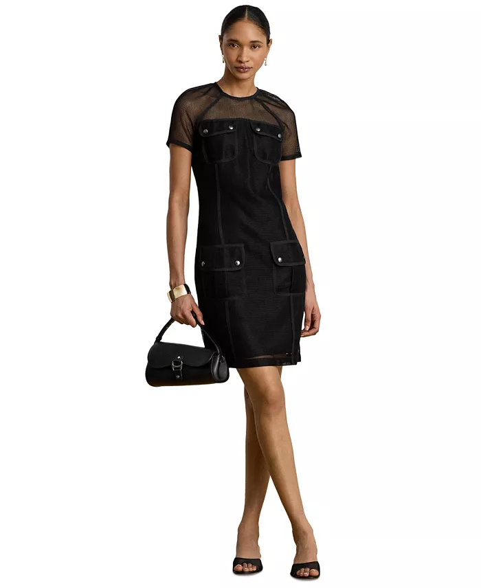 Women's Mesh Short-Sleeve Shift Dress