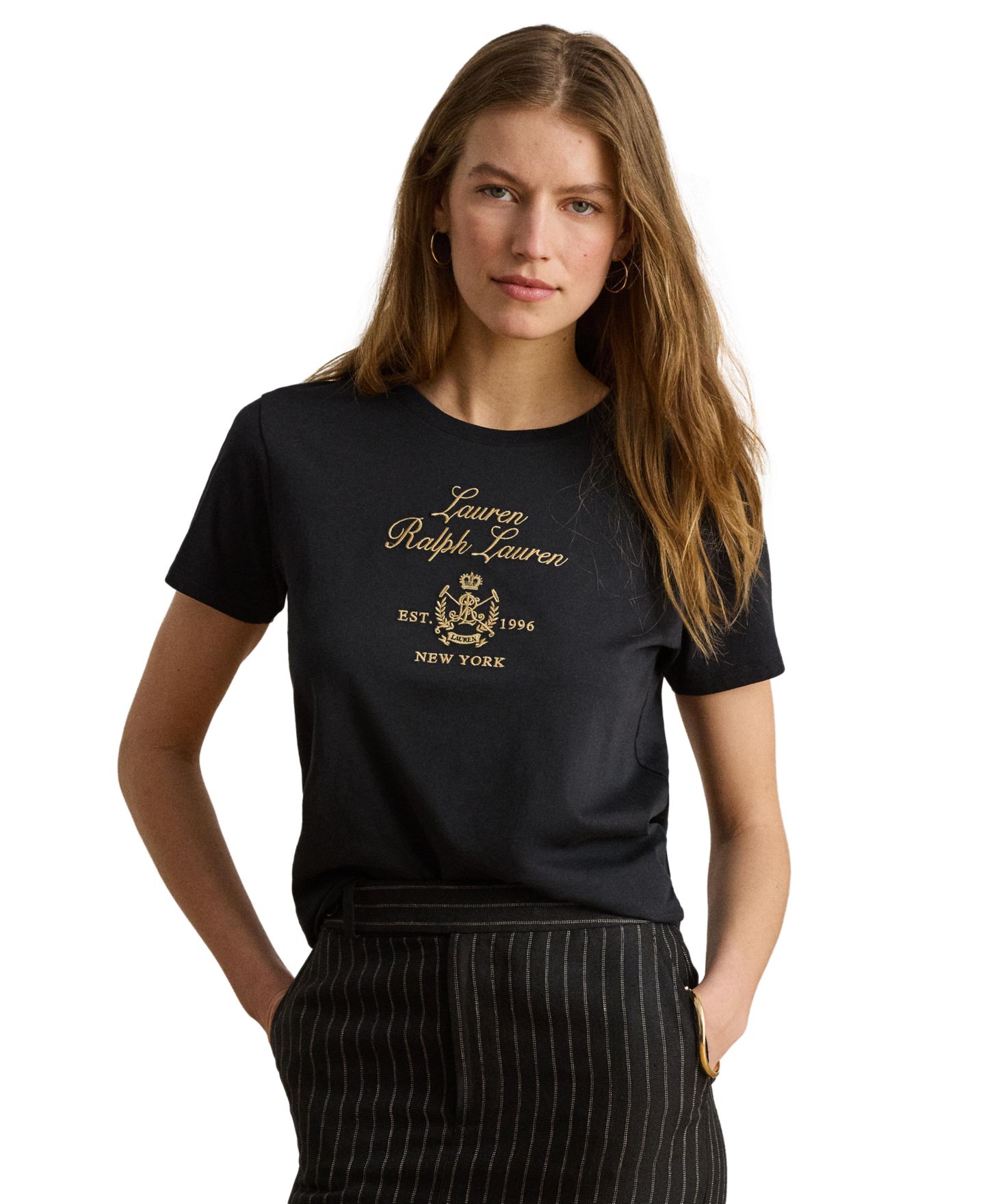 Женская футболка Lauren Ralph Lauren Crewneck Short-Sleeve T-Shirt, цвет: Чёрный — фото 1