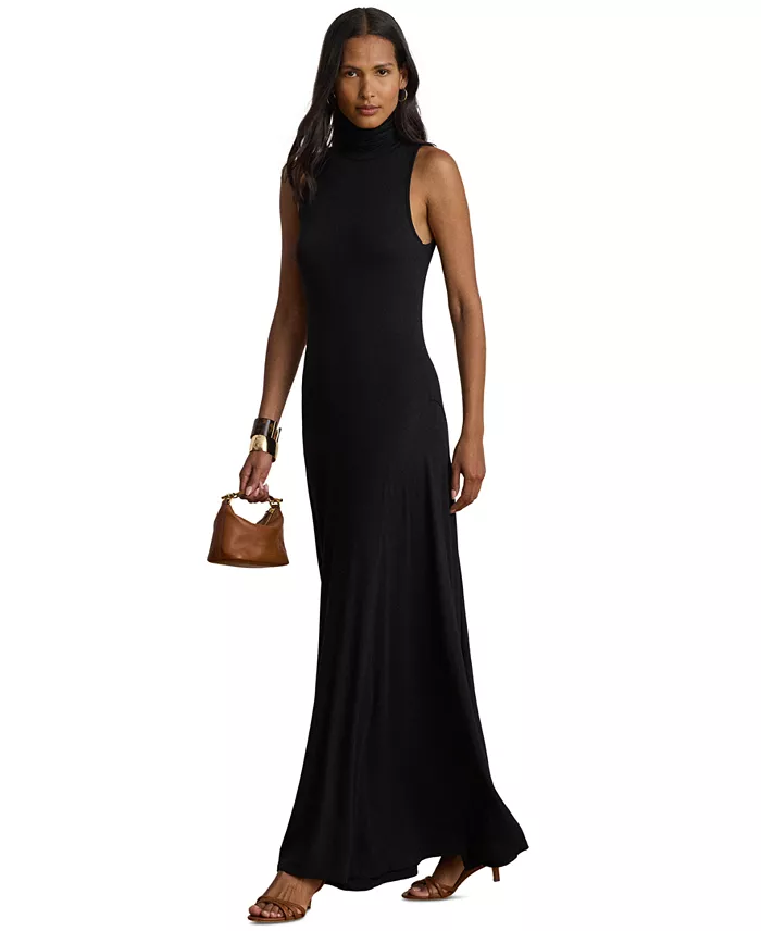 Women's Sleeveless Turtleneck Maxi Dress