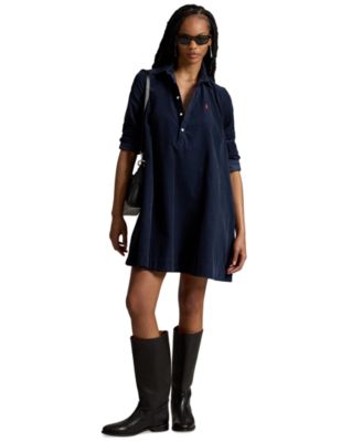 Women's Corduroy Pleated Shirt Dress