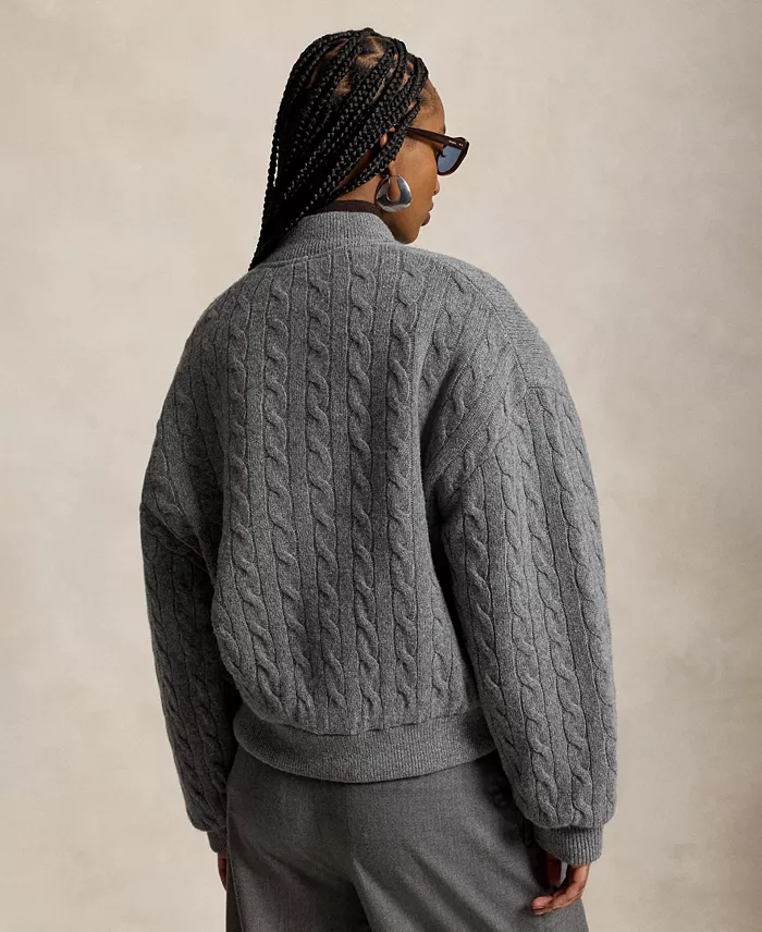 Women's Cable-Knit Logo Button Jacket - thumbnail 4